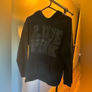 PINK black sequin oversized hoodie